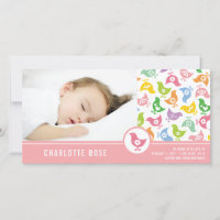 Retro Chicks Birth Birth Announcement Photo Card