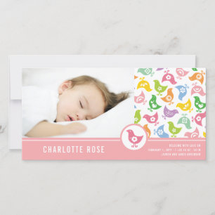 Retro Chicks Birth Birth Announcement Photo Card Meddelande