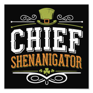 Retro Chief Shenanigator Lucky Leprechaun Hatt Fototryck