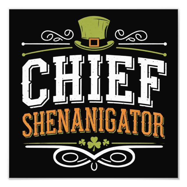 Retro Chief Shenanigator Lucky Leprechaun Hatt  Fototryck (Framsidan)