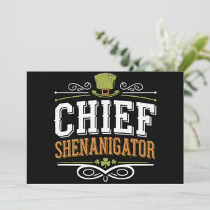 Retro Chief Shenanigator Lucky Leprechaun Hatt Inbjudningar