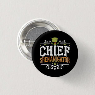 Retro Chief Shenanigator Lucky Leprechaun Hatt Knapp
