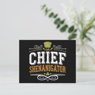Retro Chief Shenanigator Lucky Leprechaun Hatt  Vykort