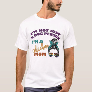 Retro Chihuahua Älskare Chihuahua Mamma Messy Bun  T Shirt