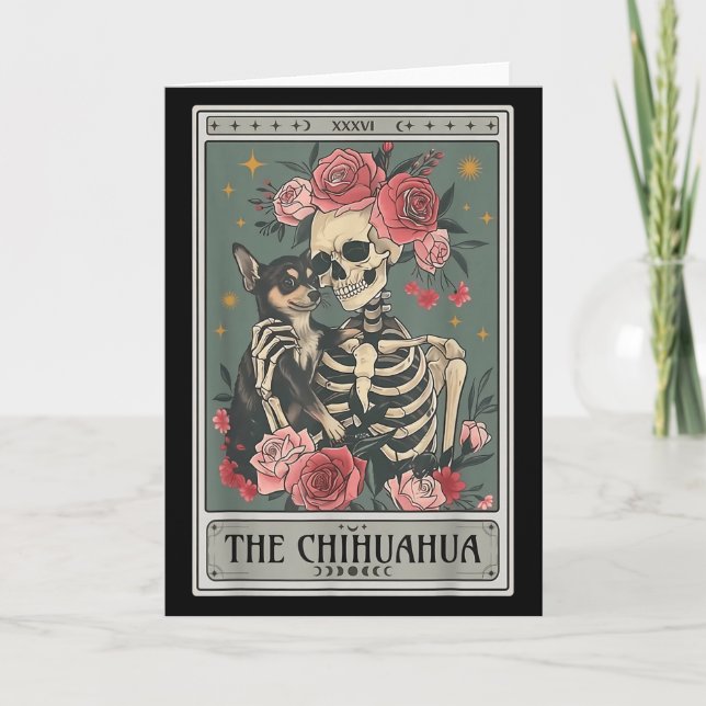 Retro Chihuahua Dog Lover The Moon Halloween , Wom Kort (Framsida)