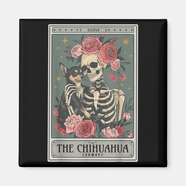 Retro Chihuahua Dog Lover The Moon Halloween , Wom Magnet (Framsidan)