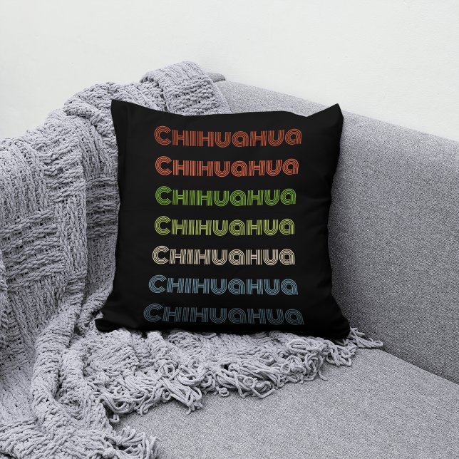 Retro "Chihuahua" Färgfylld, strimlad design Kudde (Skapare uppladdad)