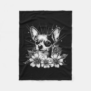Retro Chihuahua Hund Älskare Tattoo Stil Fleecefilt