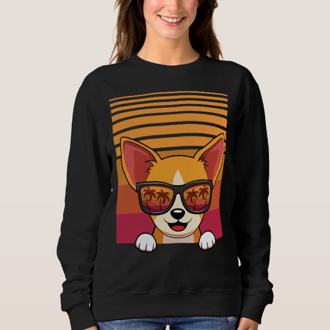 Retro Chihuahua Hund Sunglasses Aloha Beach T Shirt (Framsida)