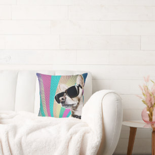 Retro Chihuahua med Glasögon Kudde
