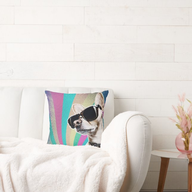 Retro Chihuahua med Glasögon  Kudde (Soffa)