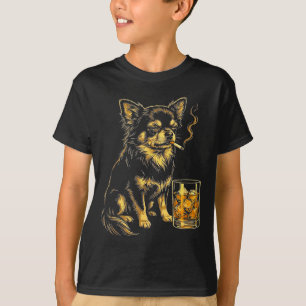Retro Chihuahua som röker rolig hund meme grafik T Shirt
