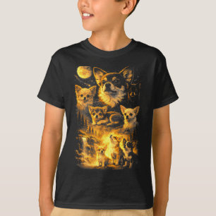Retro chihuahua som ylar mot månen meme 90s anima t shirt