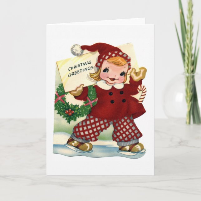 "Retro Child-Jul Greetings"-kort Helgkort (Framsida)