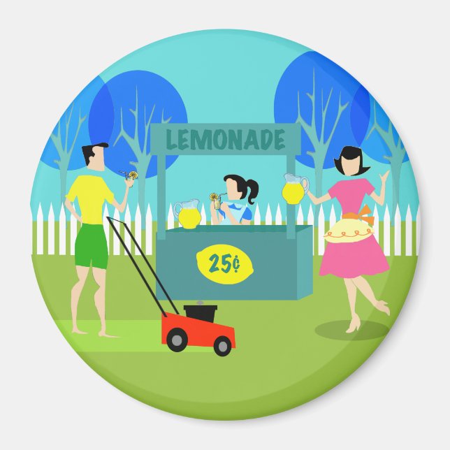 Retro Children's Lemonade stand Magnet (Framsidan)