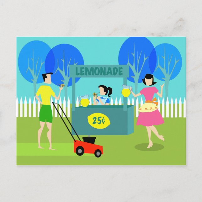 Retro Children's Lemonade Stativ Postcard Vykort (Framsida)