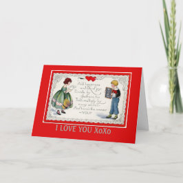 Retro Children's Valentine Red Helgkort