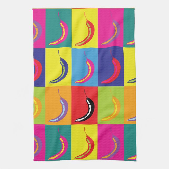 Retro Chili Pepper Pop Art Bright Mexican Kitchen Kökshandduk (Vertikal)
