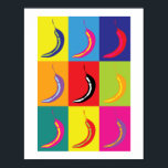 Retro Chili Pop Art Bright Kitchen Food Print Poster<br><div class="desc">Köksmaten poster tryck i färgad chili-retro-litho-tryckeffekt Köksmaten</div>