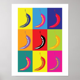Retro Chili Pop Art Bright Kitchen Food Print Poster