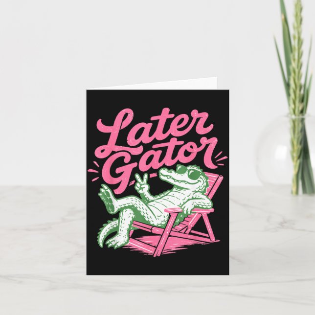 Retro Chill Se Ya Gator Solglasögon Krokodil Skylt Kort (Framsida)