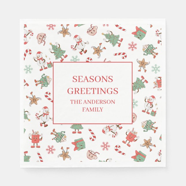 Retro Chillin med min snutar jul Pappersservett (Framsidan)