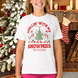 Retro Chillin' Med Mina Snökompisar Jul T Shirt