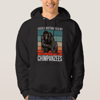 Retro Chimpanzee-citattecken som lätt distraherats Hoodie