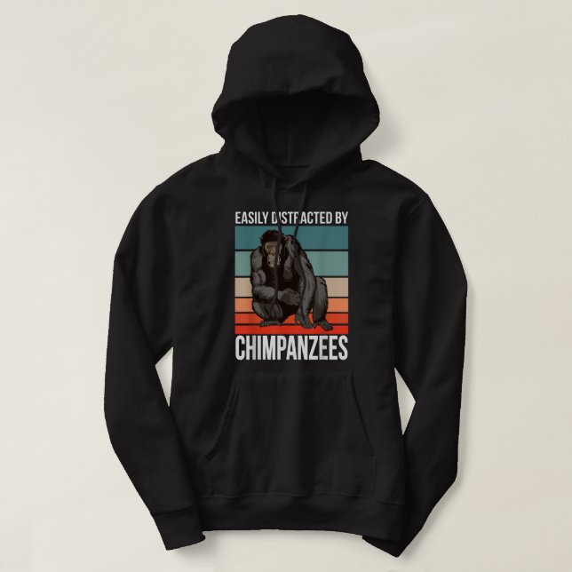 Retro Chimpanzee-citattecken som lätt distraherats Hoodie (Design framsida)