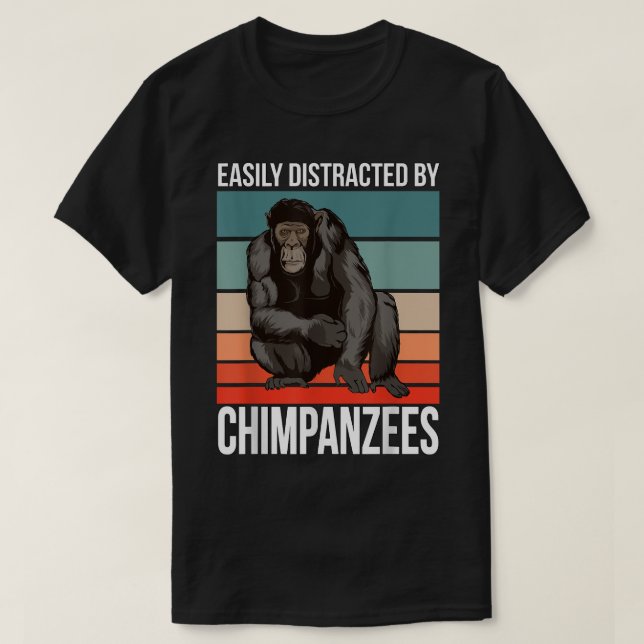 Retro Chimpanzee-citattecken som lätt distraherats T Shirt (Design framsida)