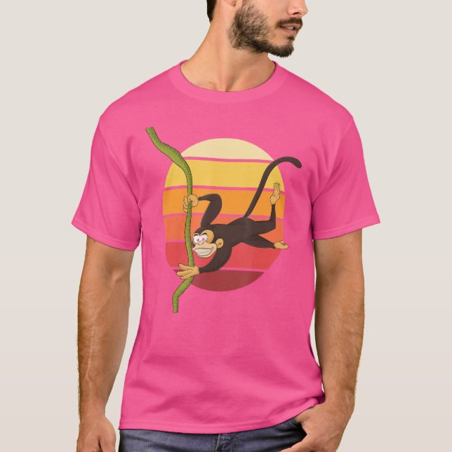 Retro Chimpanzee - djurapa T Shirt (Framsida)