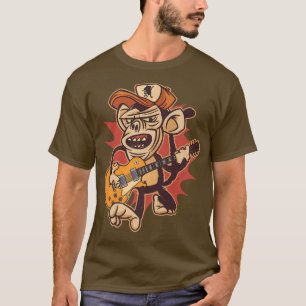 Retro Chimpanzee Guitar Player Graphic Premium T Shirt