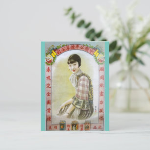 Retro China Cigarette Ad med Flapper Vykort