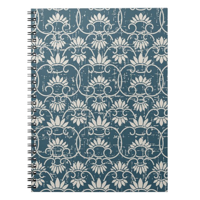 Retro China Spiral Blommigt Antique Anteckningsbok (Framsidan)