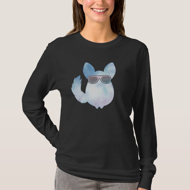 Retro Chinchilla Rodent med Sunglass T Shirt (Framsida)