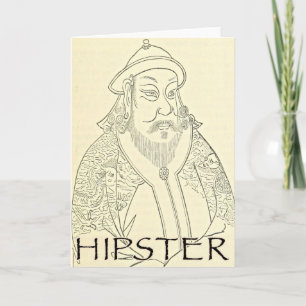 Retro Chinese Hipster Hälsning Card Birthday Rolig Kort