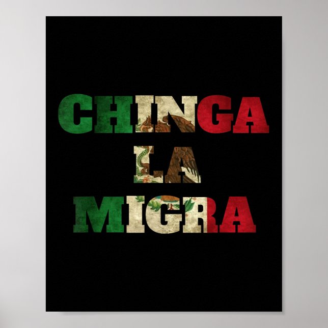 Retro Chinga La Migra Mexiko Flagga Bandera Ice Im Poster (Framsidan)