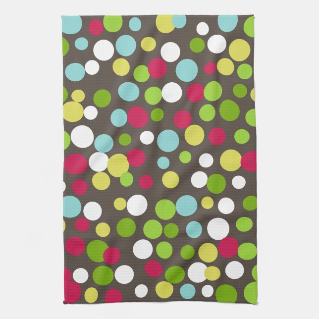 Retro Chocolate Dots Kitchen Towel Gift Kökshandduk (Vertikal)