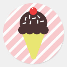 Retro Chocolate Ice Cream Cone med Rosa Stripes