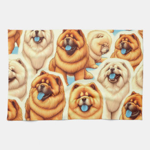 Retro Chow-Chow Seamless Mönster Kökshandduk
