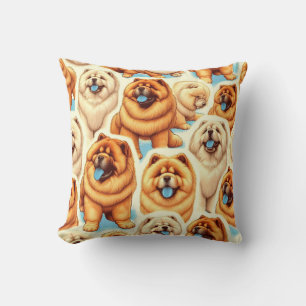 Retro Chow-Chow Seamless Mönster Kudde