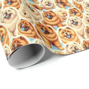 Retro Chow-Chow Seamless Mönster Presentpapper
