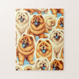 Retro Chow-Chow Seamless Mönster Pussel