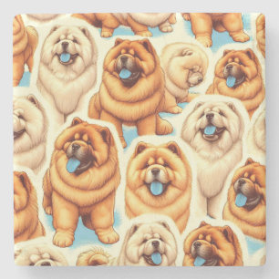 Retro Chow-Chow Seamless Mönster Stenunderlägg