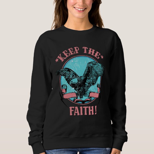 Retro Christian Eagle Keep The Faith Bible Verse R T Shirt (Framsida)