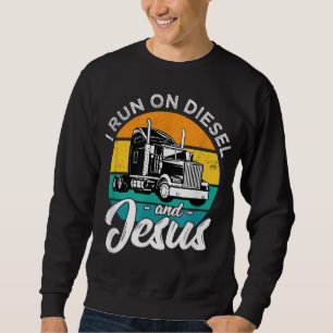 Retro Christian Lastbil förare i Springa på Diesel Lång Ärmad Tröja