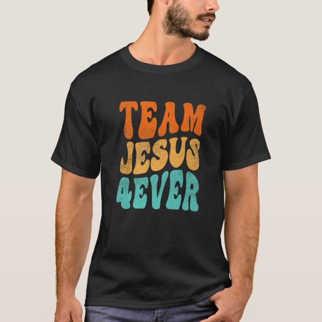 Retro Christianity Faith Jesus Lord Savior Team J T Shirt (Framsida)