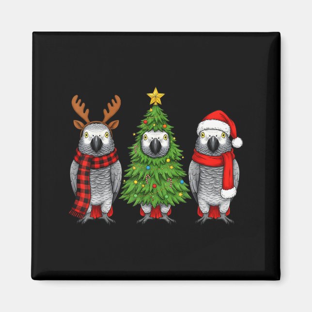 Retro Christmas African G Parrot Bird Santa Reinde Magnet (Framsidan)
