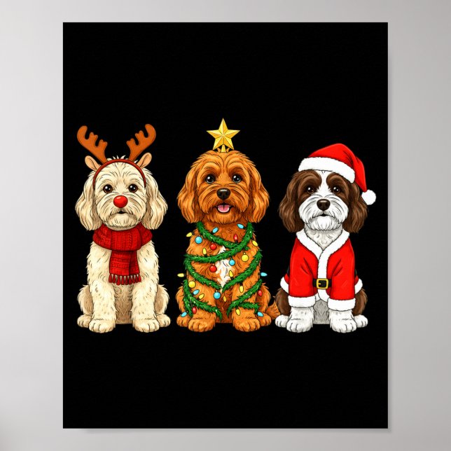 Retro Christmas Ao Santa Reindeer Dog Lover  Poster (Framsidan)