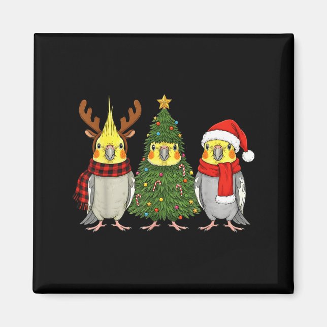 Retro Christmas Atiel Parrot Santa Reindeer  Magnet (Framsidan)